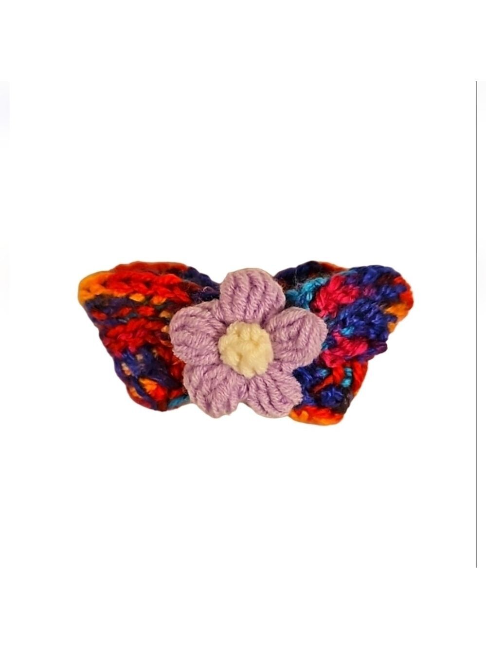 Hand Knit Crochet Flower Barrette Clip Purple - Picture 17 of 17